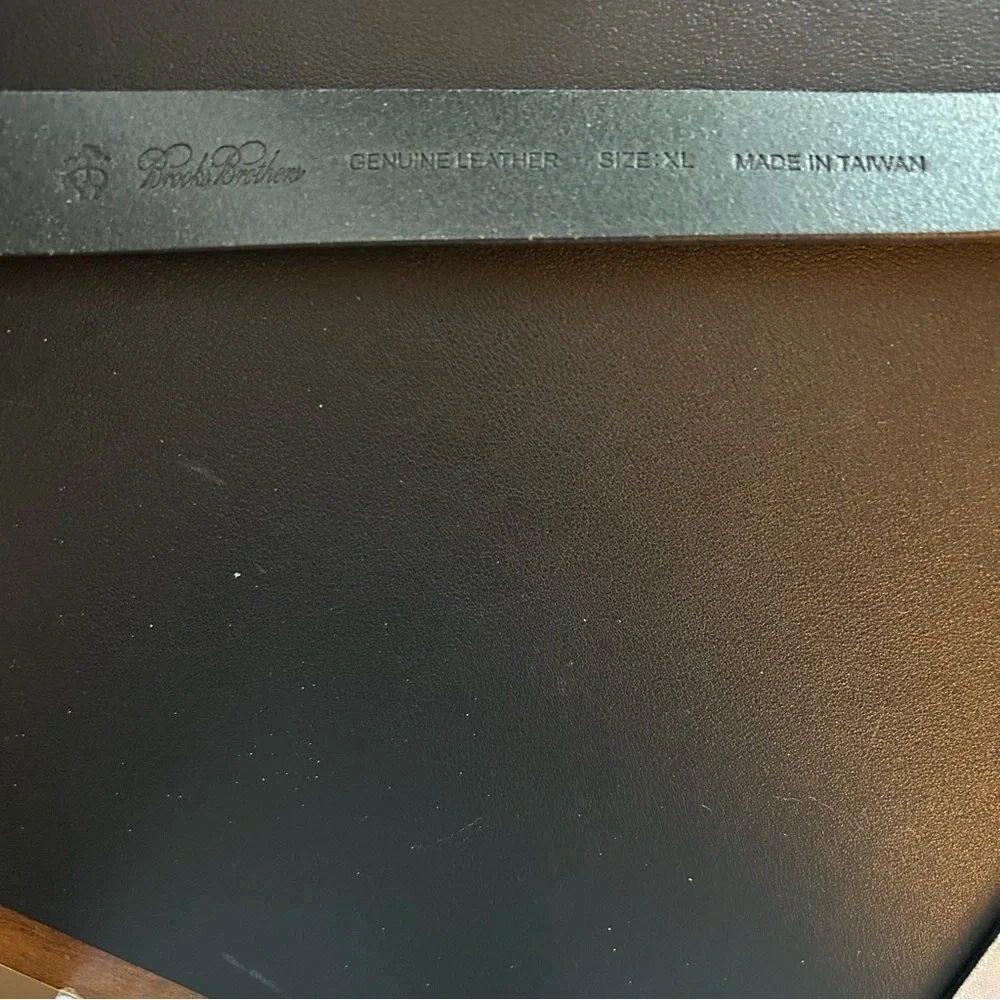 Brooks Brothers Black Leather Belt Gold Buckle Men’s XL 40” Genuine Leather